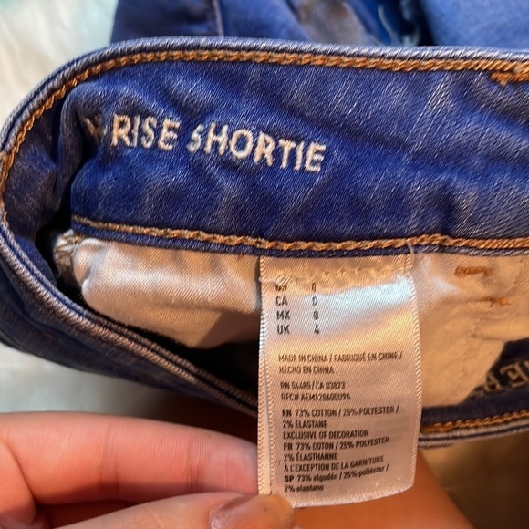 AMERICAN Eagle Outfitters‎ Super Stretch Hi Rise Shortie Blue Jean Shorts - Picture 4 of 6